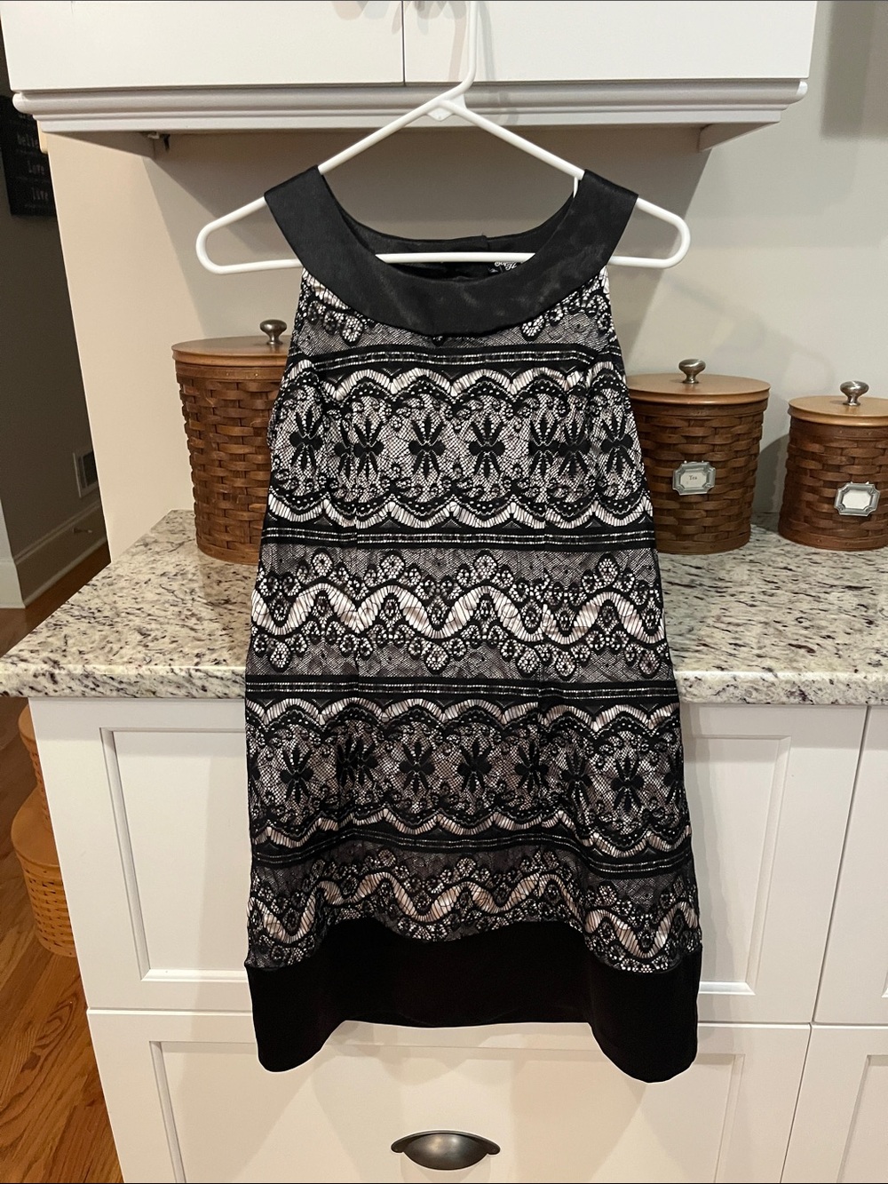 Sequin Hearts Black Lace Overlay Mini Dress